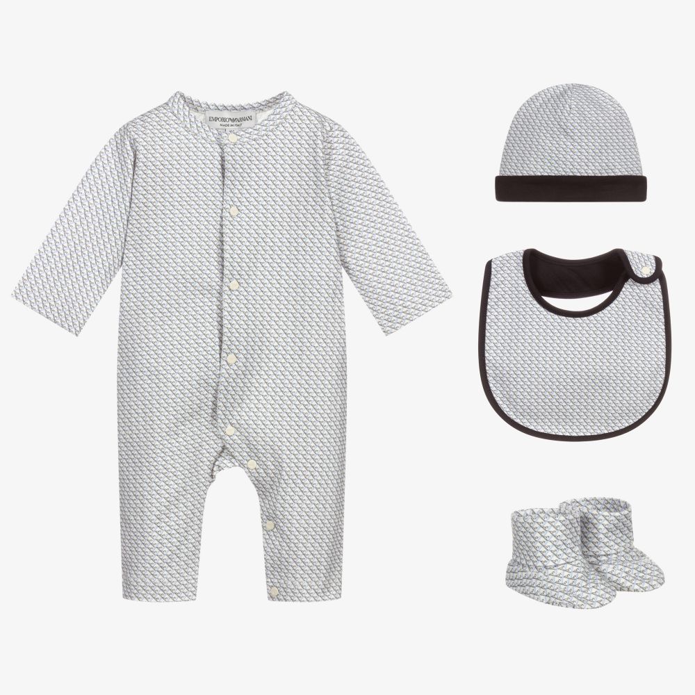 Emporio Armani - Blue 4 Piece Babysuit Gift Set | Childrensalon