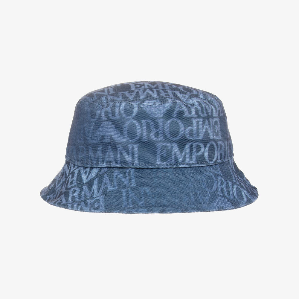Emporio Armani - Blue Canvas Bucket Hat | Childrensalon