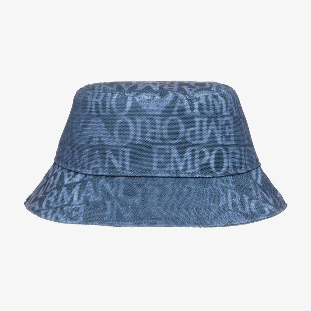 Emporio Armani - Blue Canvas Bucket Hat | Childrensalon
