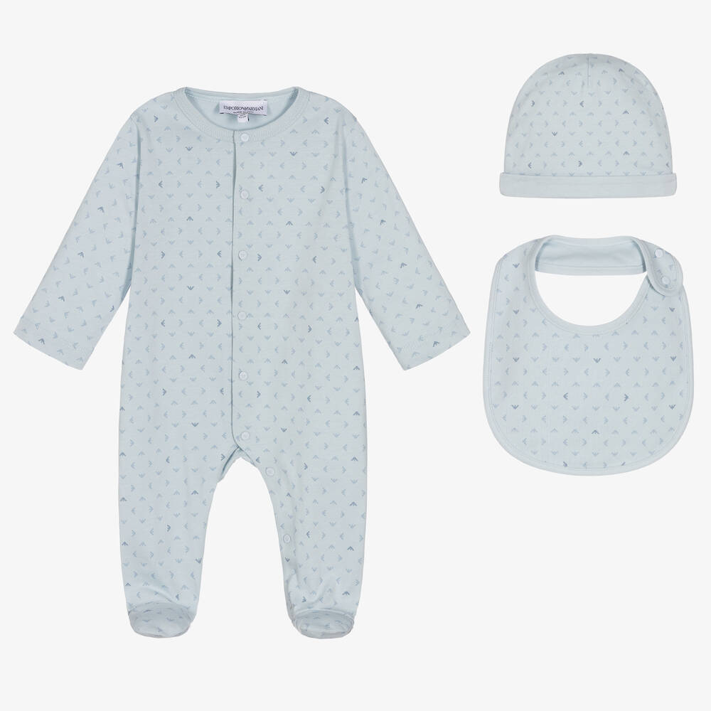 Emporio Armani - Blue Cotton Babysuit Set | Childrensalon