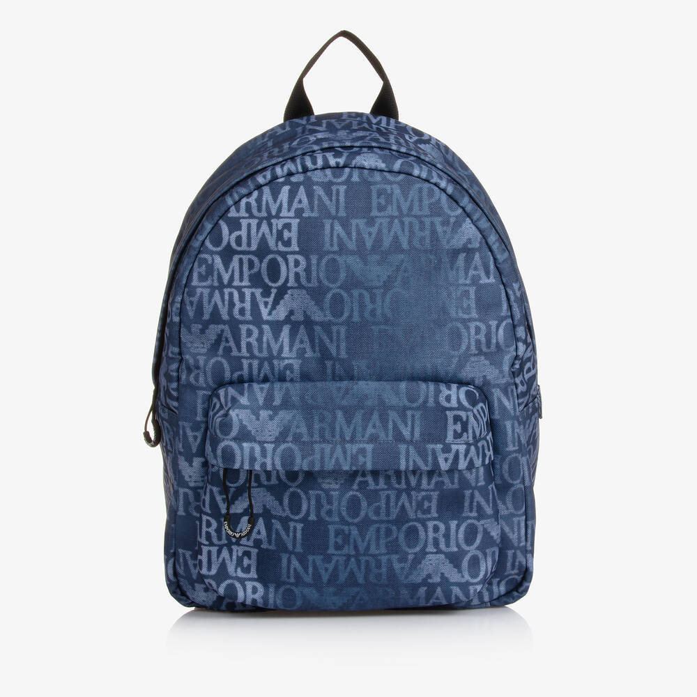 Emporio Armani - Blue Denim-Look Backpack (36cm) | Childrensalon