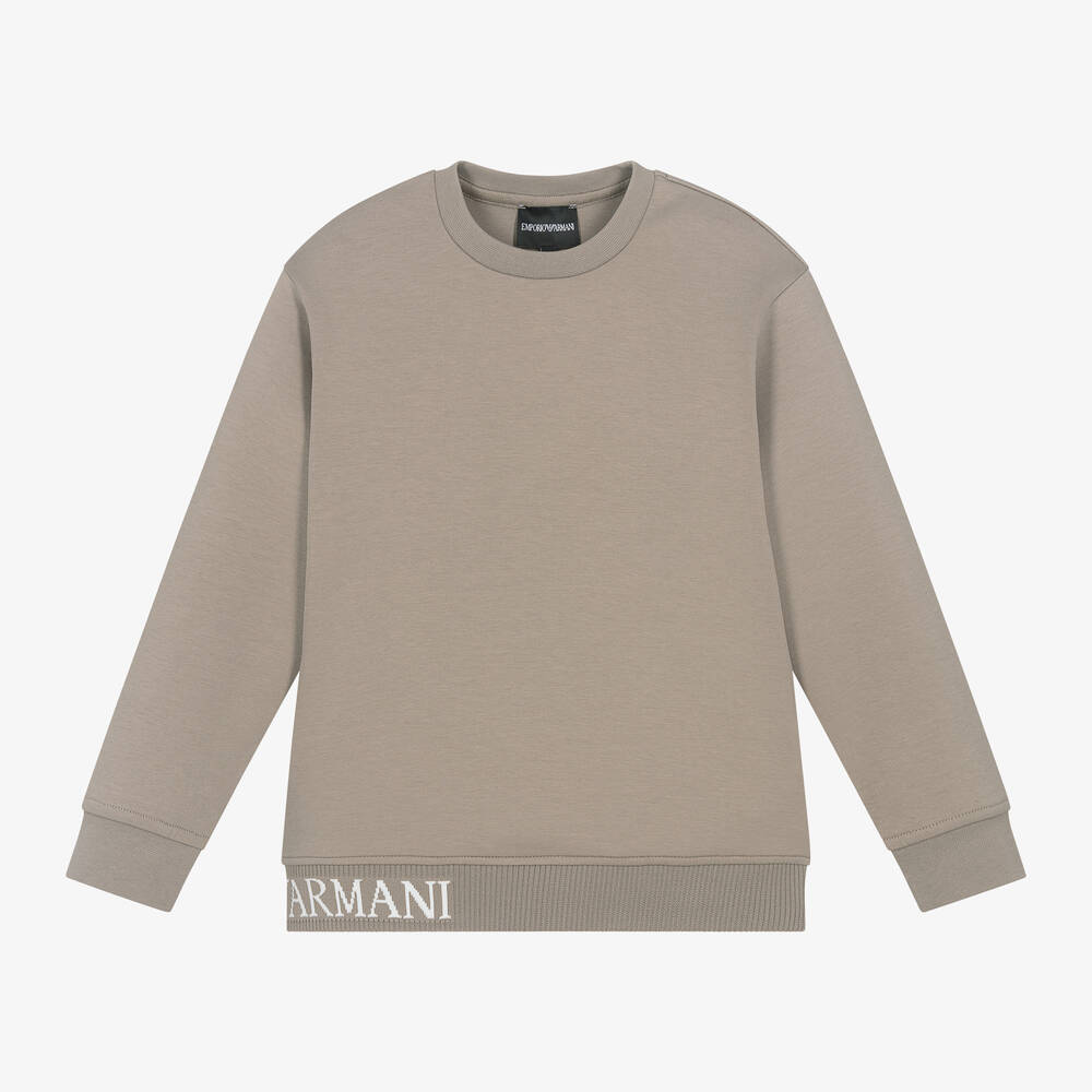 Emporio Armani - Boys Beige Cotton Sweatshirt | Childrensalon