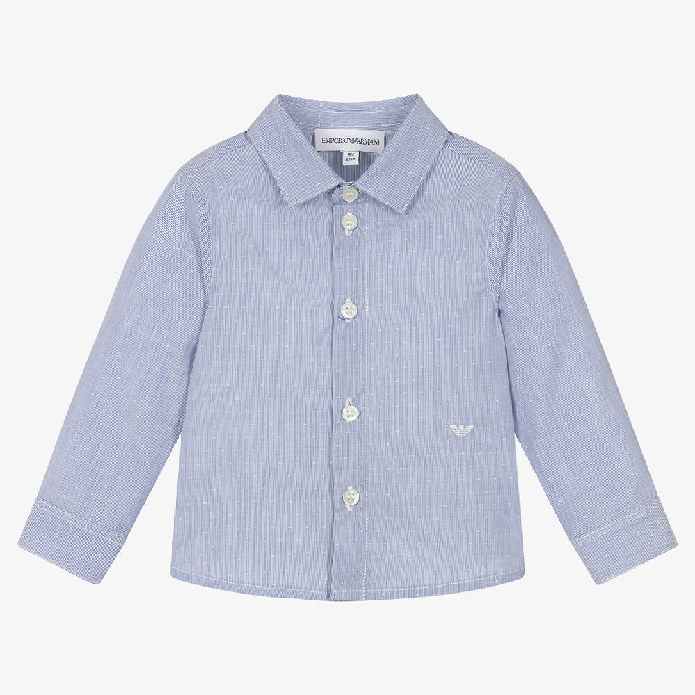 Emporio Armani - قميص أطفال ولادي قطن لون أزرق | Childrensalon