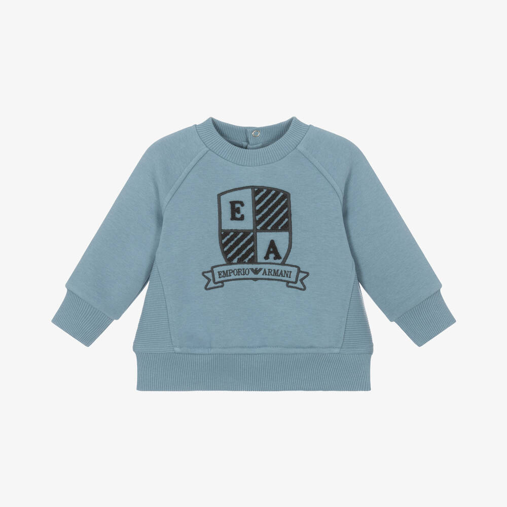 Emporio Armani - Boys Blue Cotton Sweatshirt  | Childrensalon