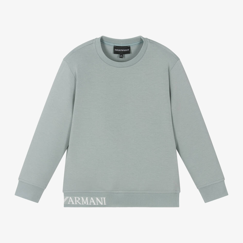 Emporio Armani - Boys Blue Cotton Sweatshirt | Childrensalon