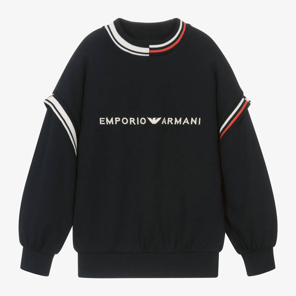 Emporio Armani - Boys Blue Cotton Sweatshirt | Childrensalon
