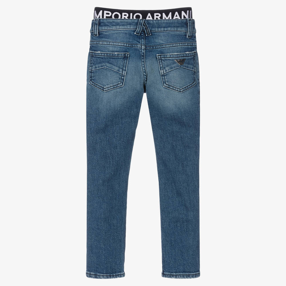 Emporio Armani - Boys Blue Denim Skinny Jeans | Childrensalon