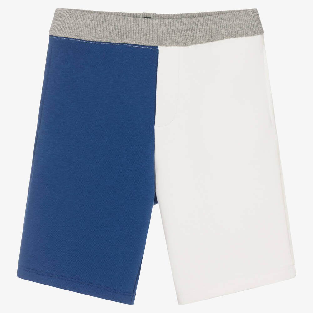 Emporio Armani - Boys Blue & Ivory Jersey Shorts | Childrensalon