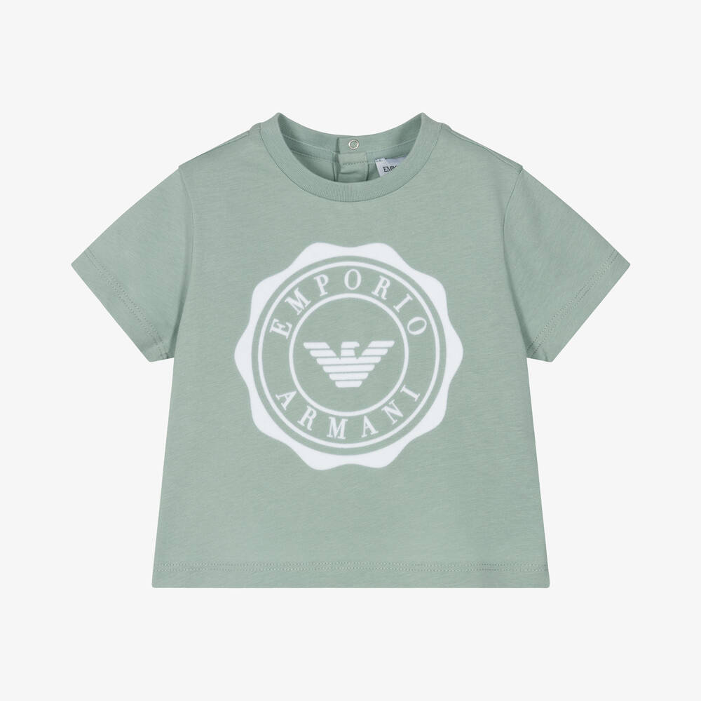 Emporio Armani Babies' Boys Green Cotton Eagle Logo T-shirt