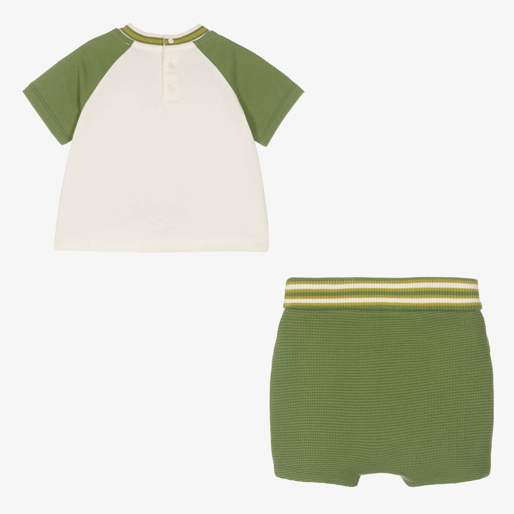 Boys Green Cotton Shorts Set