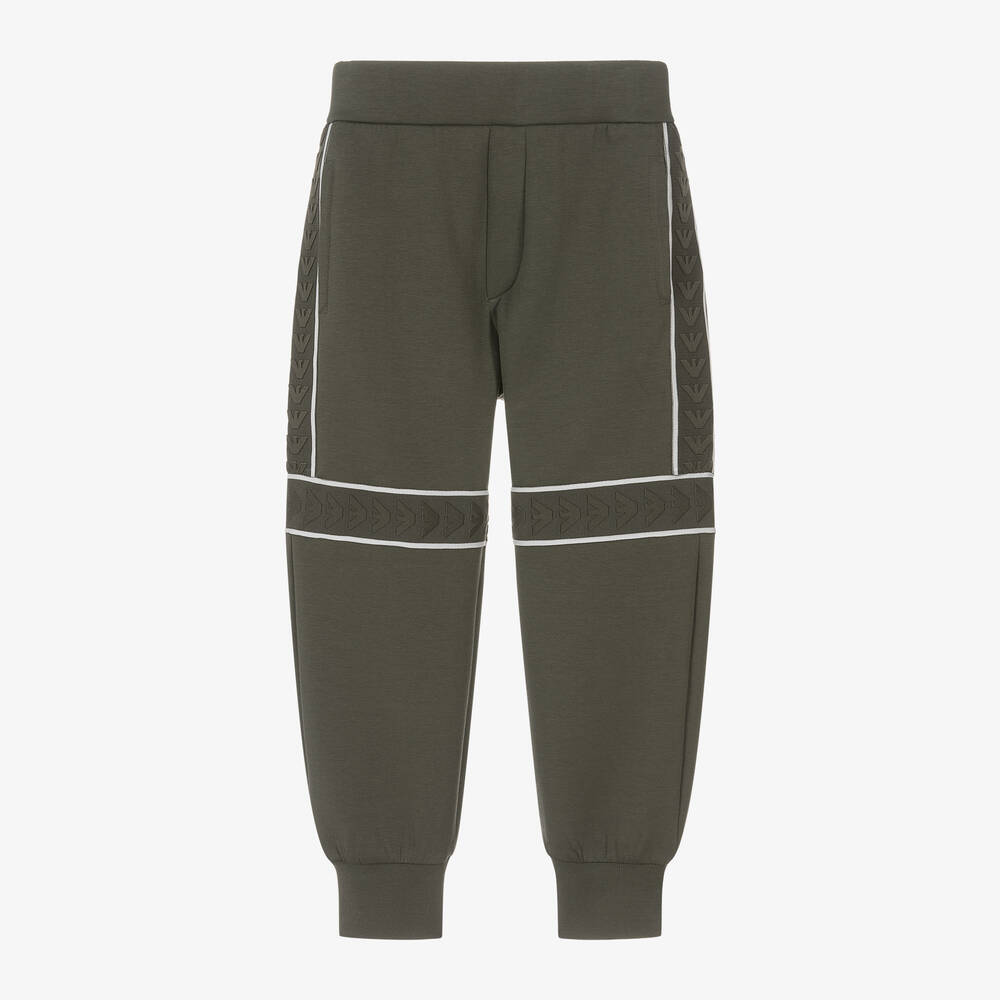 Emporio Armani - Boys Green Eagle Logo Tape Joggers | Childrensalon