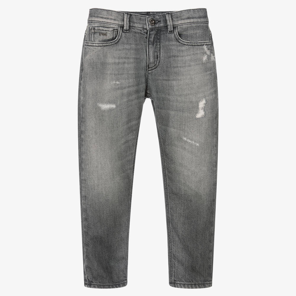 Emporio Armani - Boys Grey Denim Regular Jeans | Childrensalon