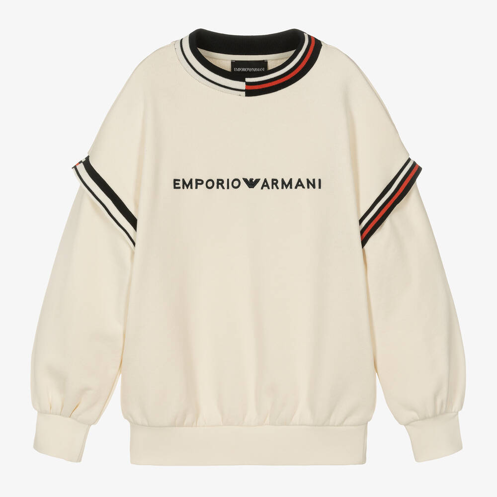 Emporio Armani - Boys Ivory Cotton Sweatshirt | Childrensalon