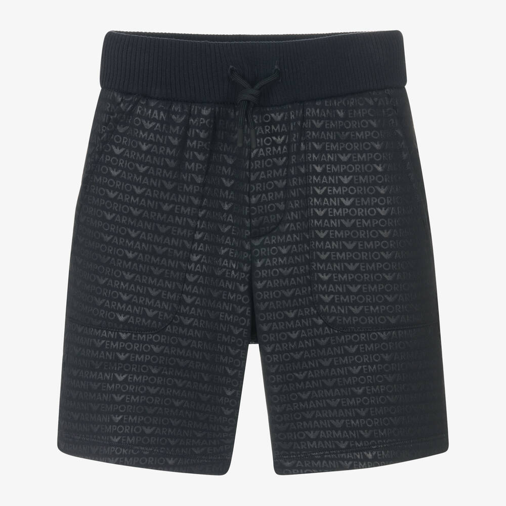 Emporio Armani - Boys Navy Blue Cotton Jersey Shorts | Childrensalon