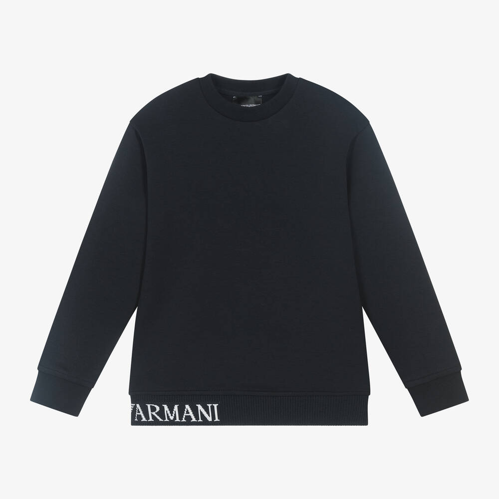 Emporio Armani - Boys Navy Blue Cotton Sweatshirt | Childrensalon