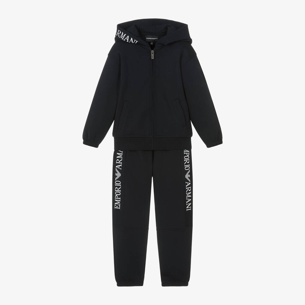 Emporio Armani - Boys Navy Blue Cotton Tracksuit | Childrensalon