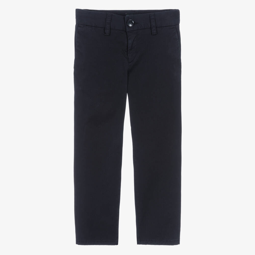 Emporio Armani - Pantalon bleu marine en coton | Childrensalon