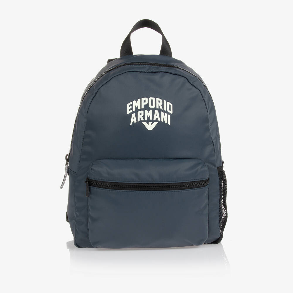 Emporio Armani - Boys Navy Blue Logo Backpack (37cm) | Childrensalon
