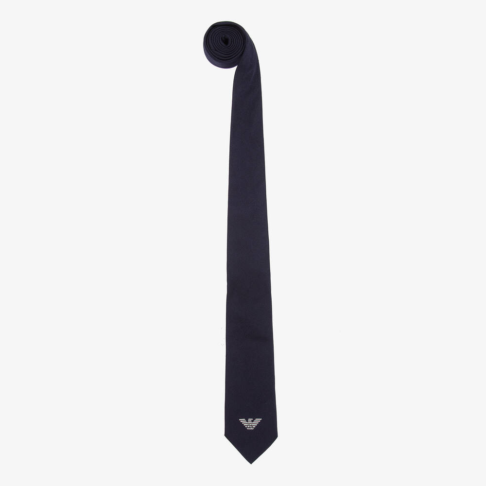 Emporio Armani - Cravate bleu marine en soie aigle | Childrensalon