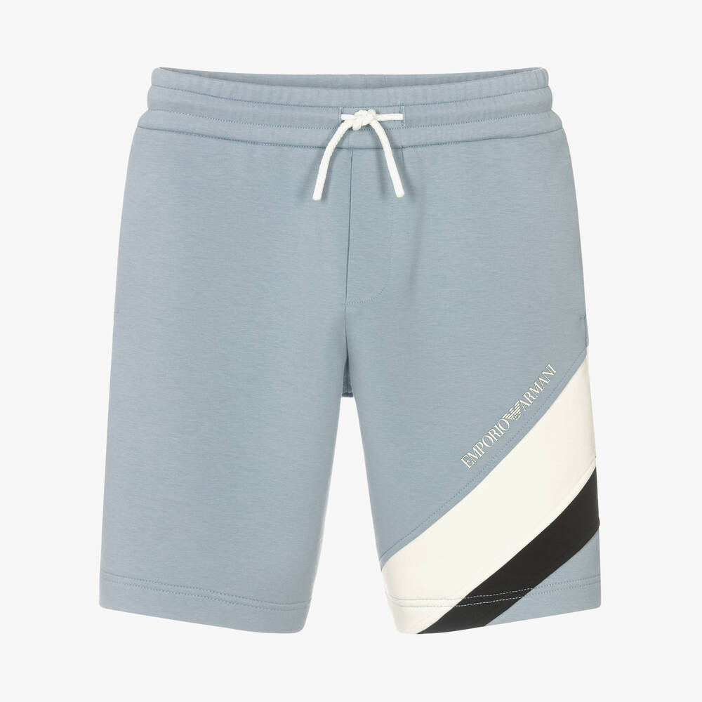 Emporio Armani - Boys Pale Blue Cotton Jersey Shorts | Childrensalon