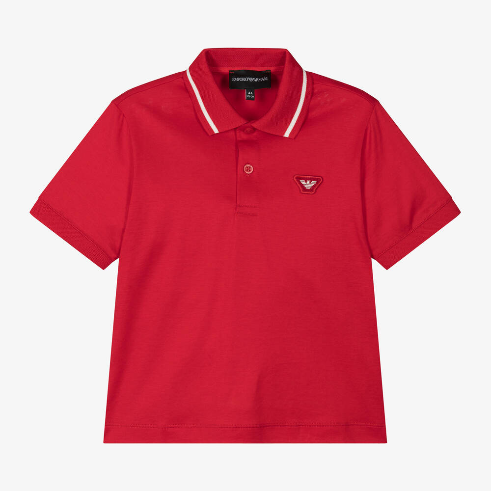 Emporio Armani - Красная рубашка поло для мальчиков | Childrensalon