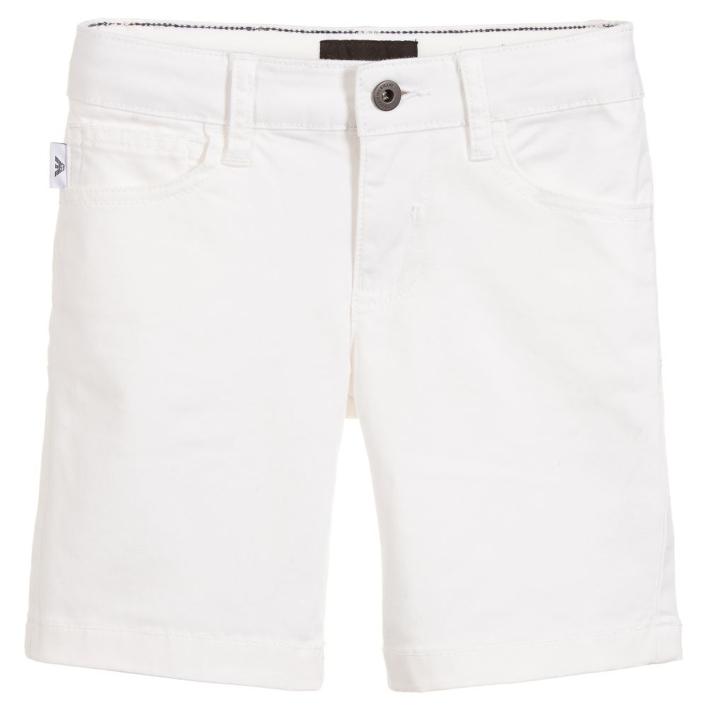 Emporio Armani - Boys White Cotton Shorts | Childrensalon