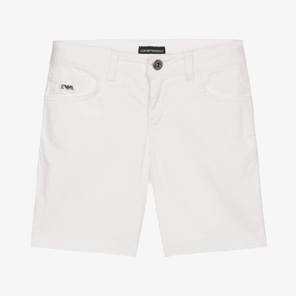 Emporio Armani - Boys White Cotton Shorts | Childrensalon
