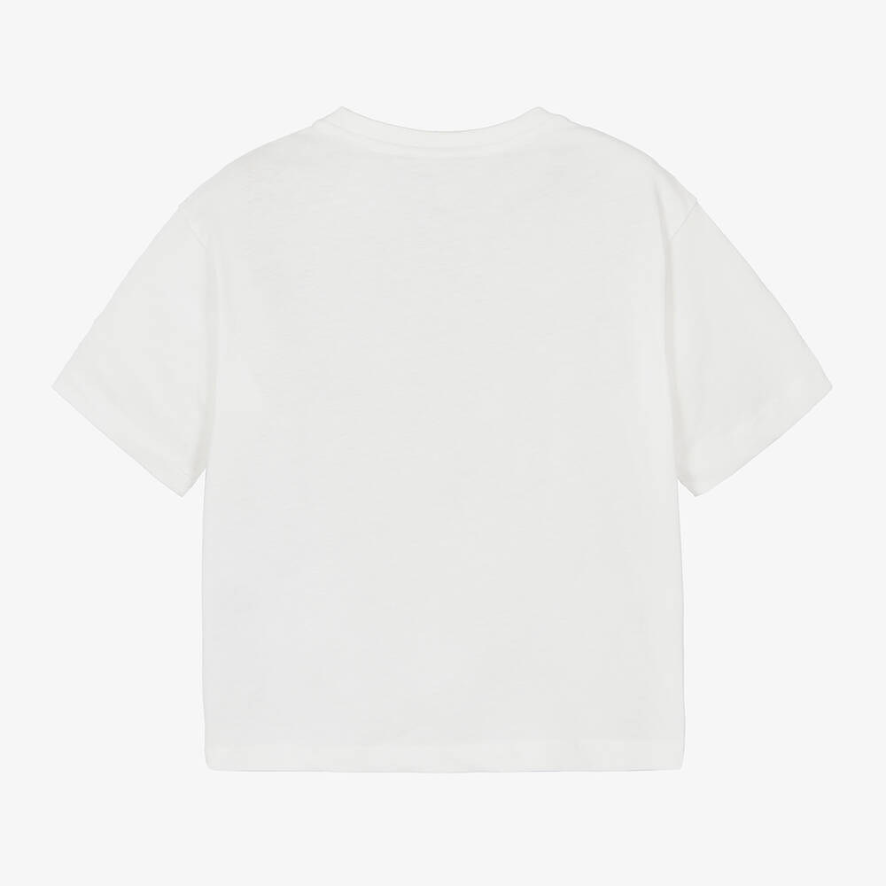 Emporio Armani - Boys White Cotton T-Shirt | Childrensalon