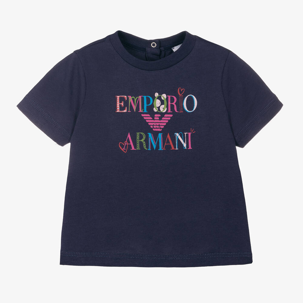 Emporio Armani - Camiseta azul de algodón Eagle | Childrensalon