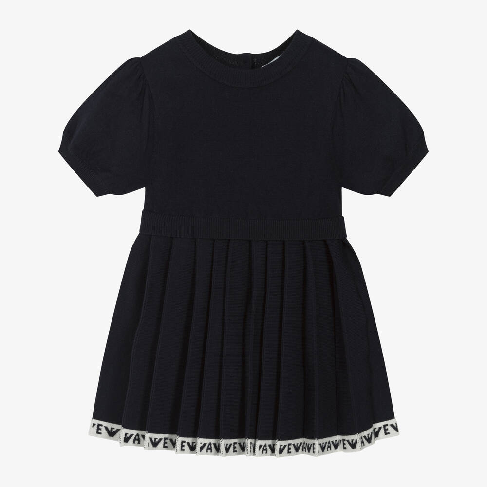 Emporio Armani -  فستان بكسرات جيرسي محبوك لون كحلي | Childrensalon