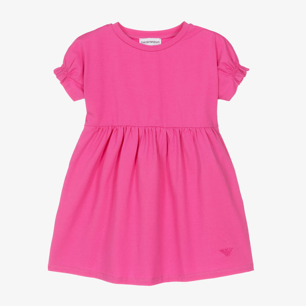 Emporio Armani - Girls Fuchsia Pink Cotton Dress | Childrensalon