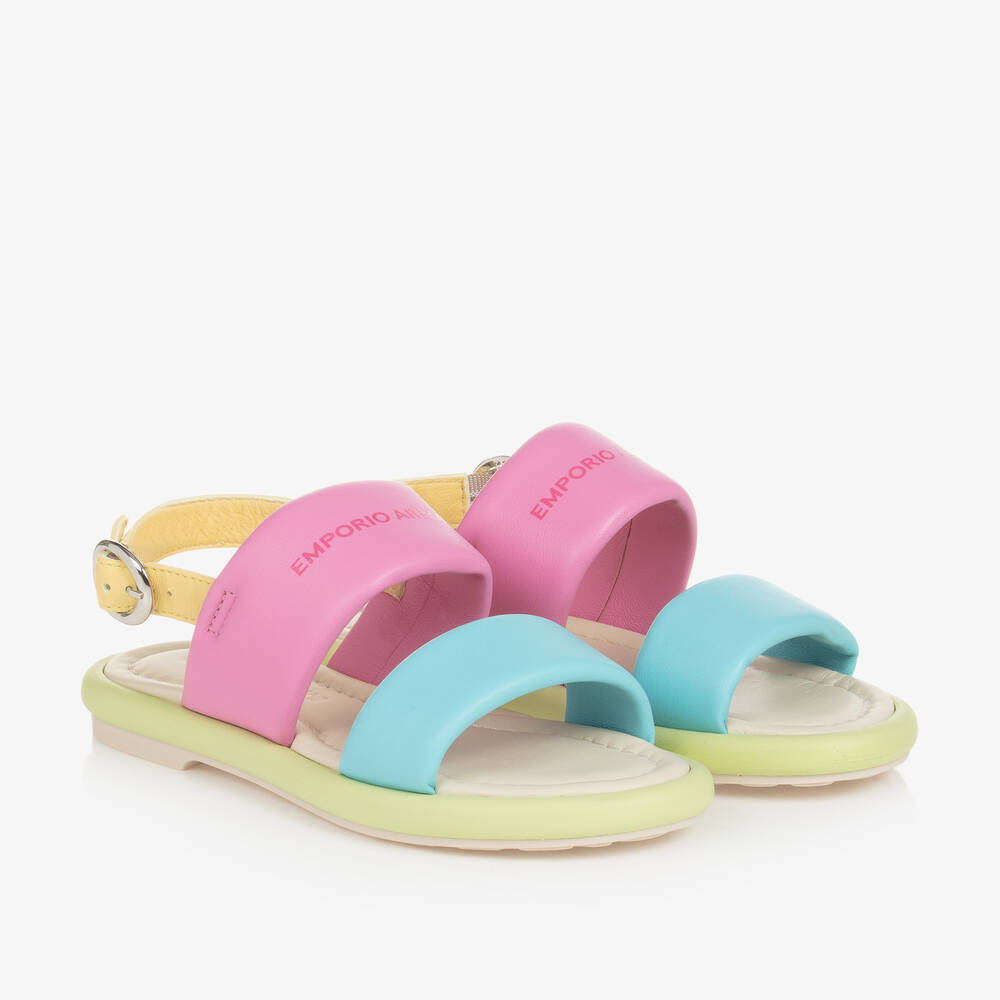 Emporio Armani - Girls Multicoloured Leather Sandals | Childrensalon