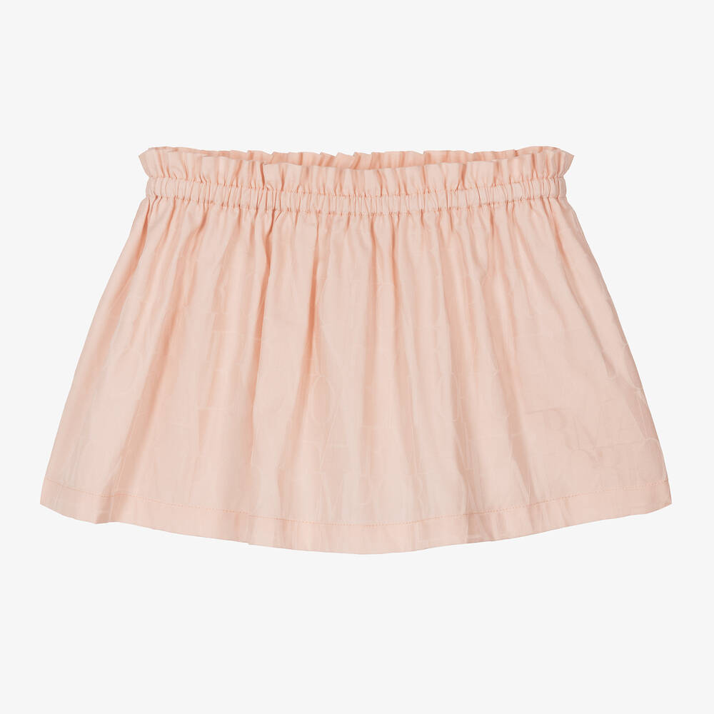 Emporio Armani - Girls Pink Cotton Jacquard Skirt | Childrensalon