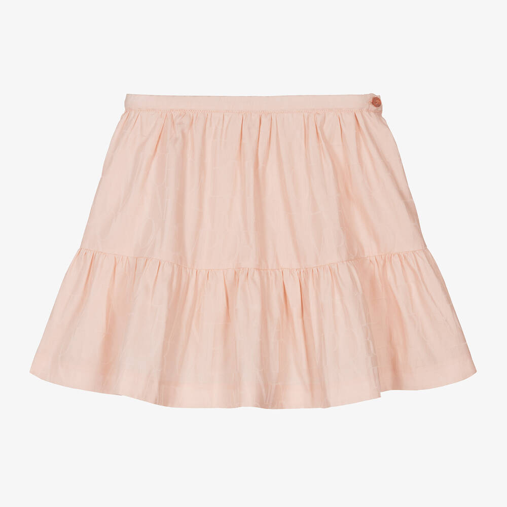 Emporio Armani - Girls Pink Cotton Jacquard Skirt | Childrensalon