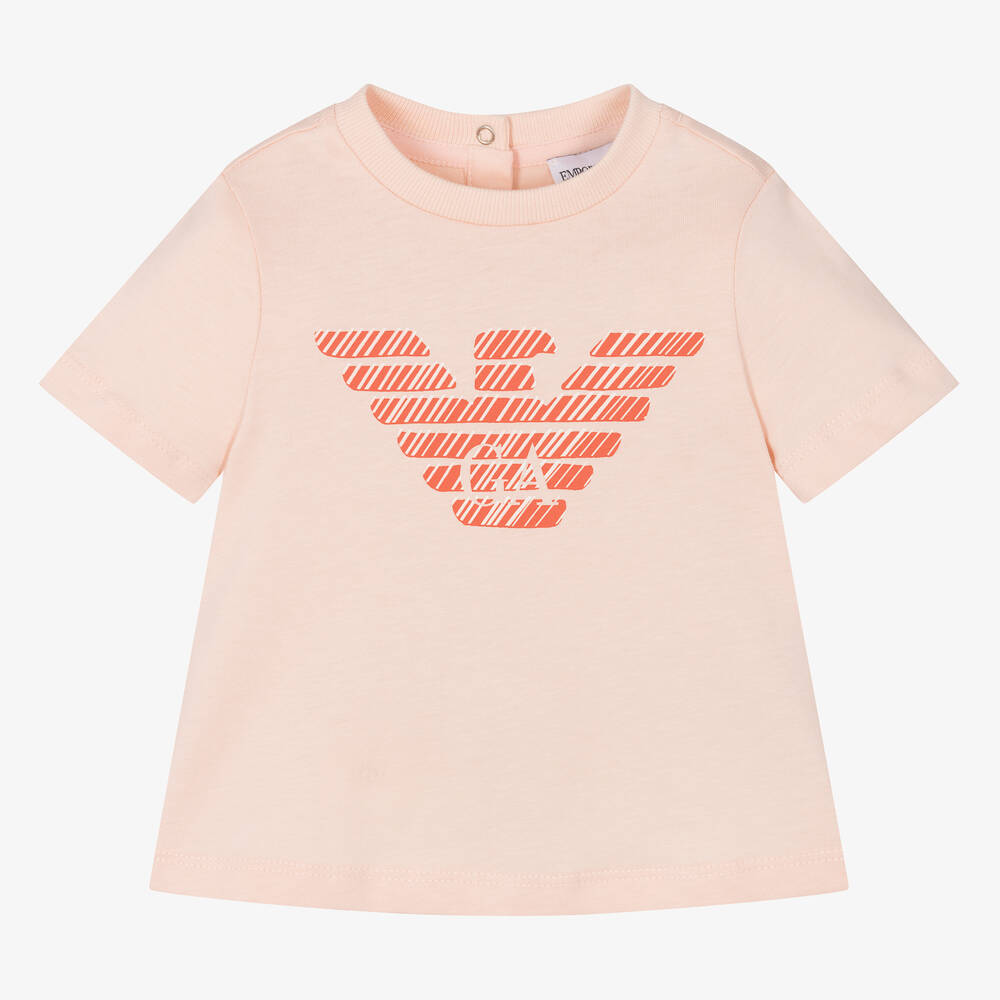 Emporio Armani - Rosa Adler-T-Shirt aus Biobaumwolle | Childrensalon