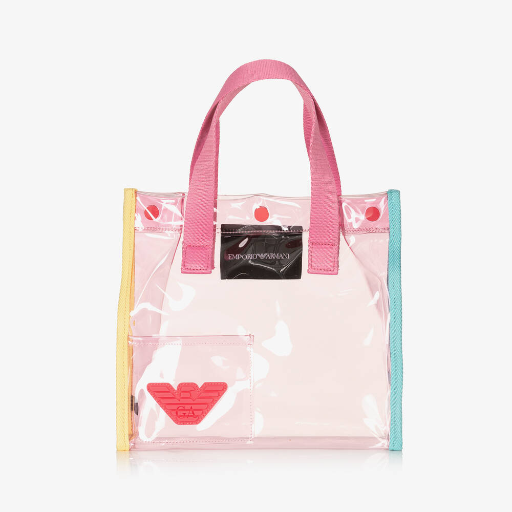 Emporio Armani - حقيبة يد شفافة لون زهري للبنات (24 سم) | Childrensalon