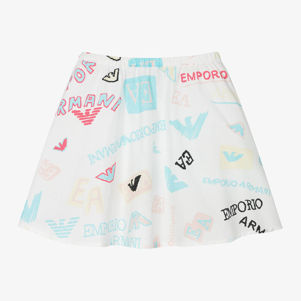 Emporio Armani - Girls White Cotton Skirt | Childrensalon