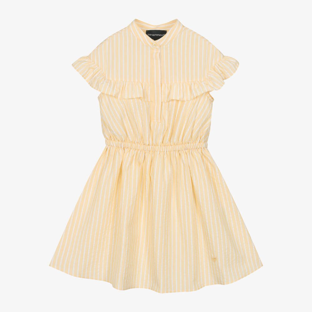 Emporio Armani - Girls Yellow Cotton Dress | Childrensalon