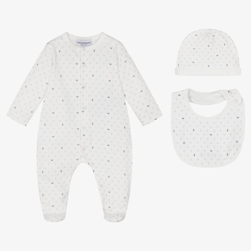 Emporio Armani - Ivory Cotton Babysuit Set | Childrensalon