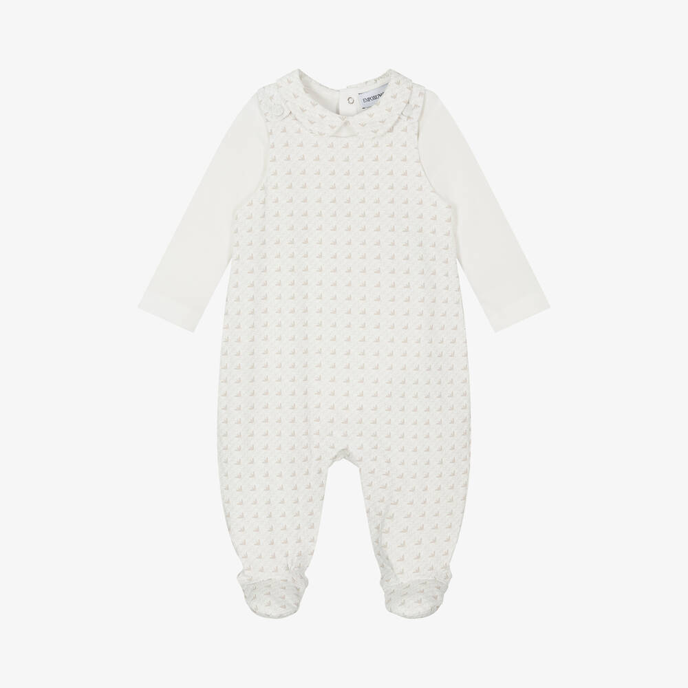 Emporio Armani - Ivory Cotton Babysuit Set | Childrensalon