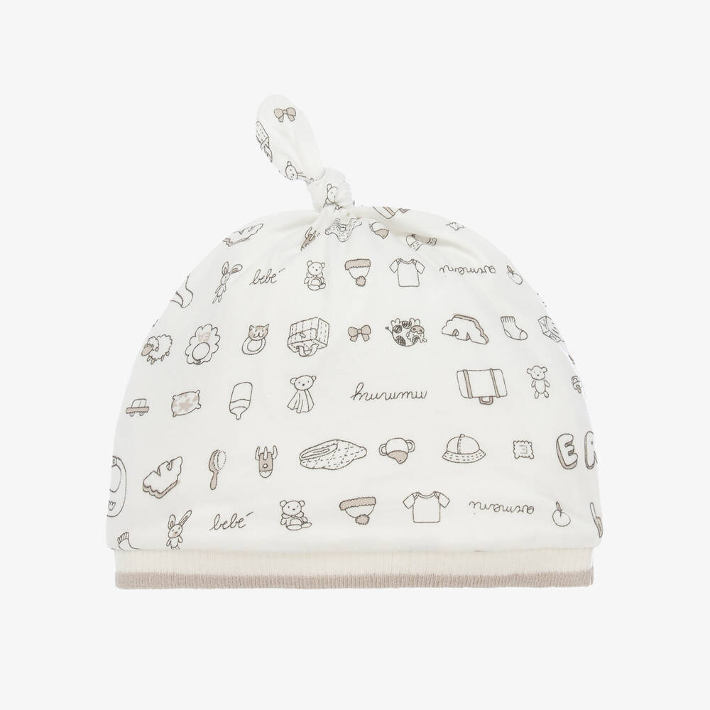 Emporio Armani - Ivory Cotton Jersey Hat | Childrensalon