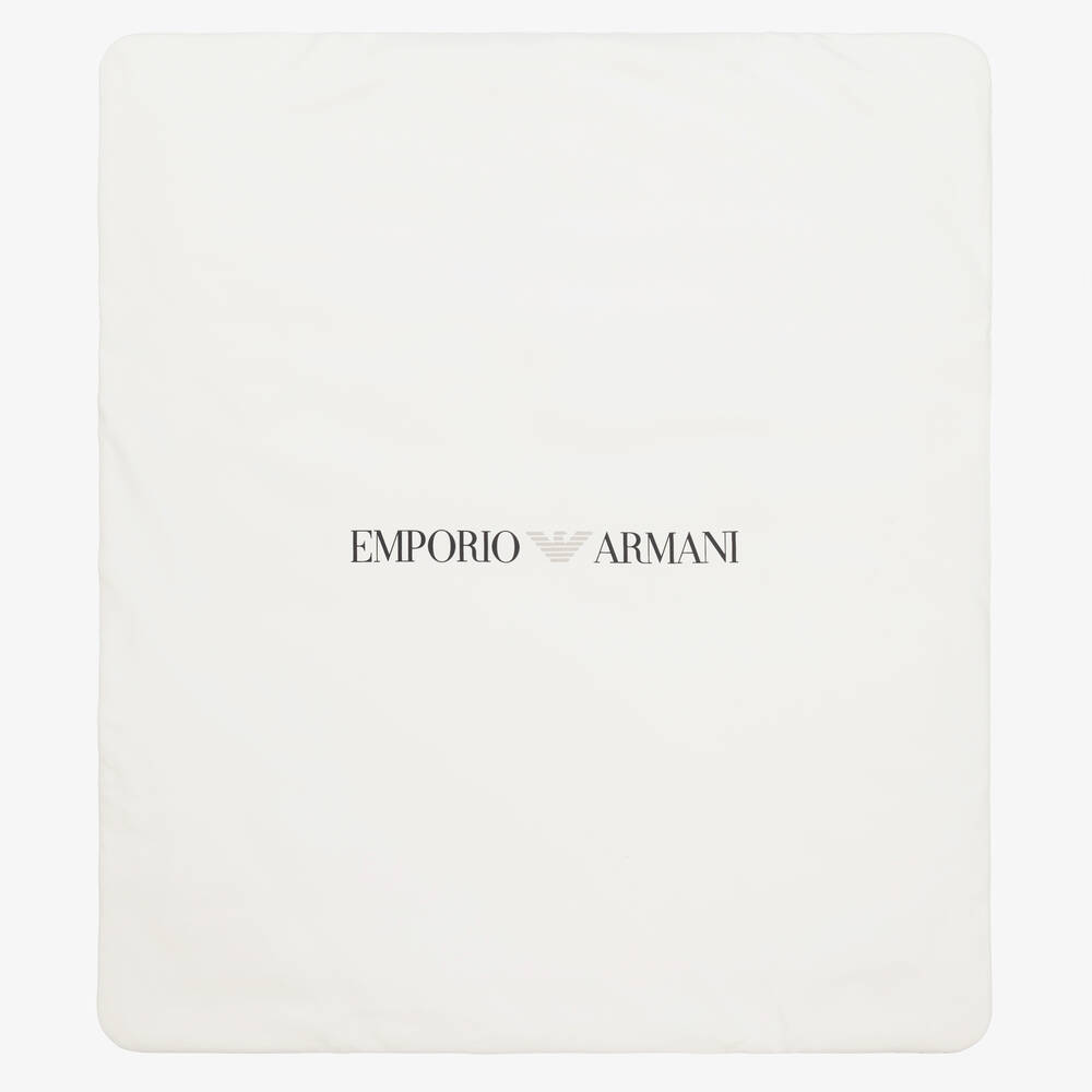 Emporio Armani - بطانية قطن مبطنة لون عاجي للمواليد (74 سم) | Childrensalon