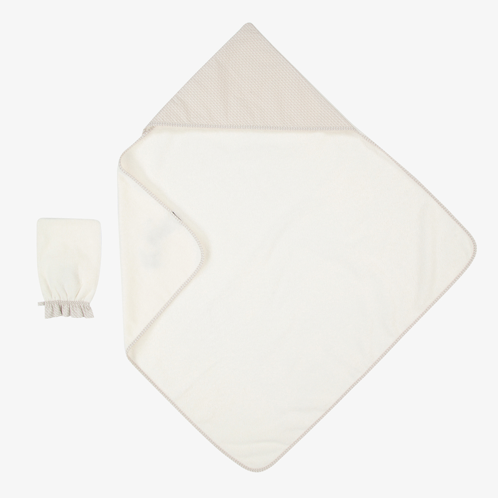 Emporio Armani Babies' Ivory Towel & Mitt Gift Set In White