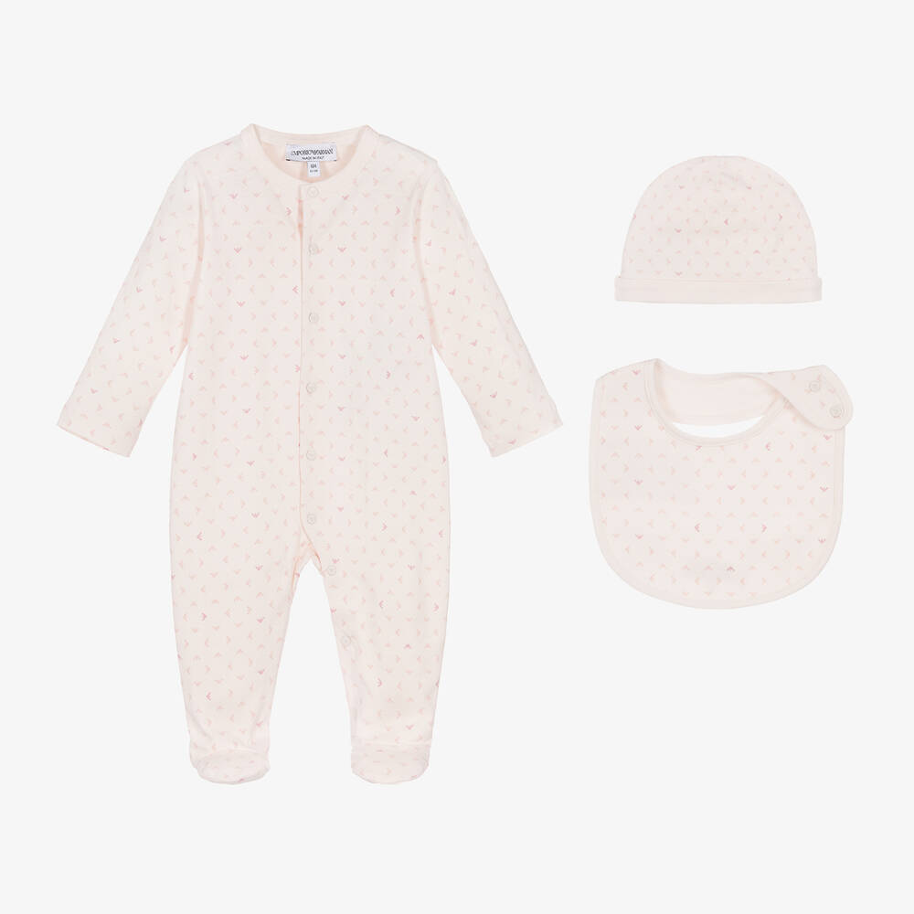 Emporio Armani - Pink Cotton Babysuit Set | Childrensalon
