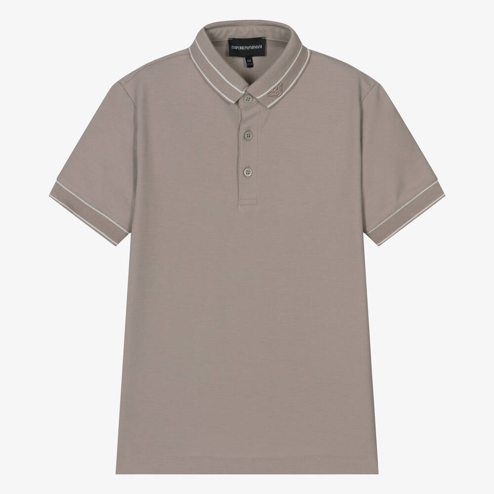 Emporio Armani - Teen Boys Beige Cotton Polo Shirt | Childrensalon