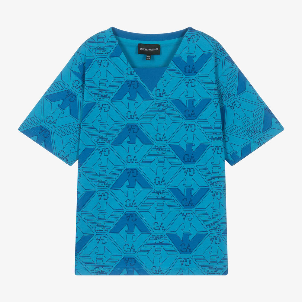 Emporio Armani - Teen Boys Blue Eagle Graphic T-Shirt | Childrensalon