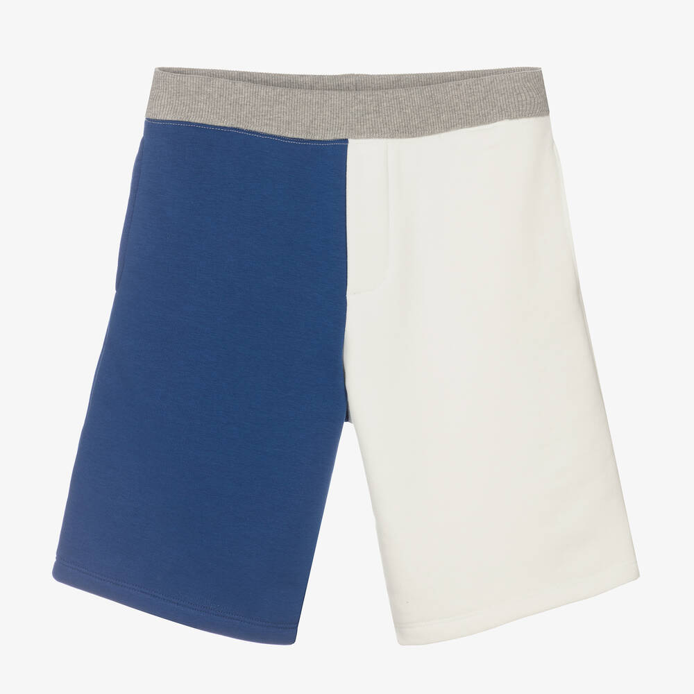 Emporio Armani - Shorts azul/marfil de punto | Childrensalon