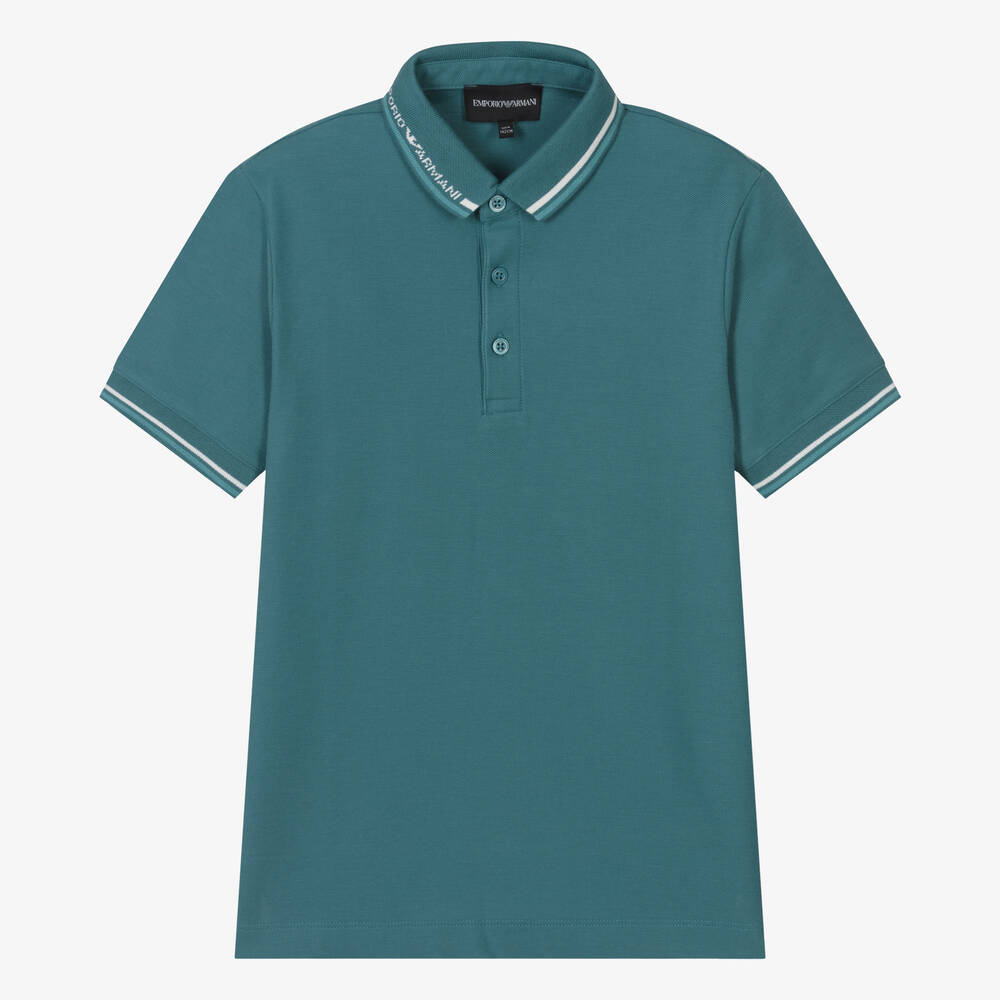 Emporio Armani - Teen Boys Green Cotton Polo Shirt | Childrensalon