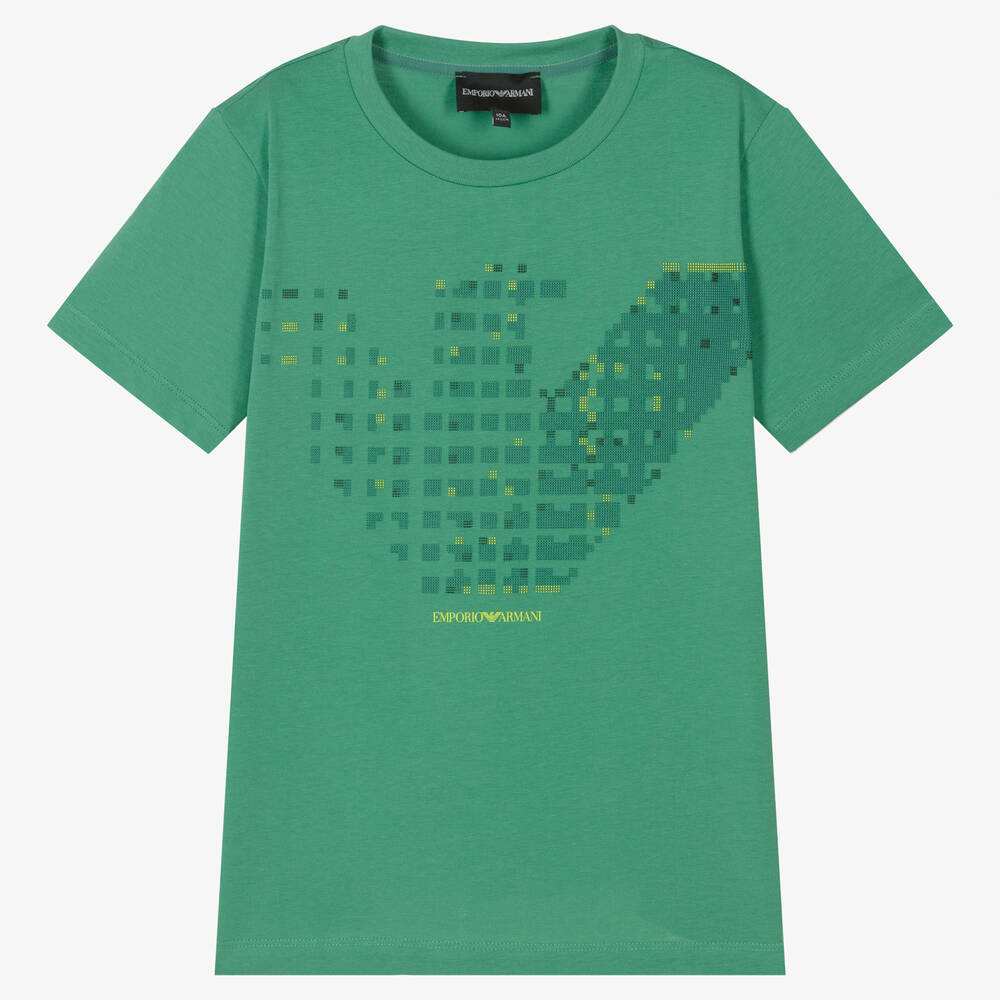 Emporio Armani - Teen Boys Green Graphic T-Shirt | Childrensalon