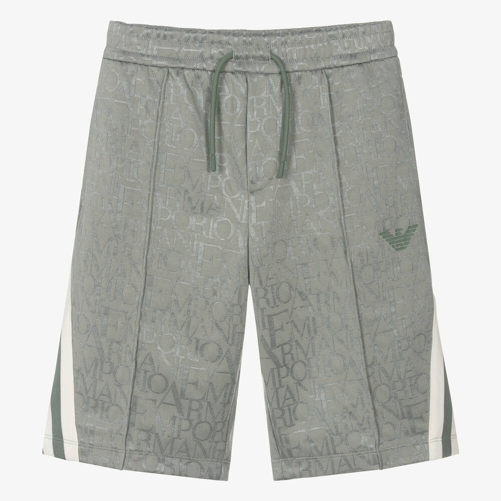 Emporio Armani - Teen Boys Green Jacquard Shorts | Childrensalon